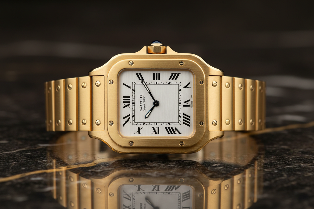 Cartier Santos Gold Front View