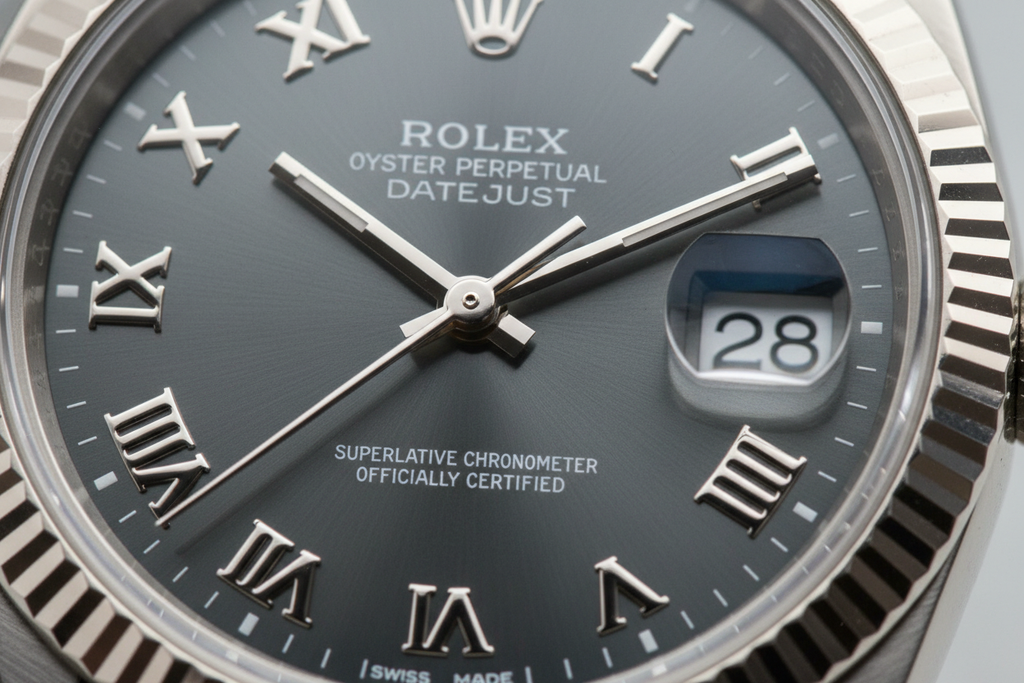 DateJust Grey Roman Close-up
