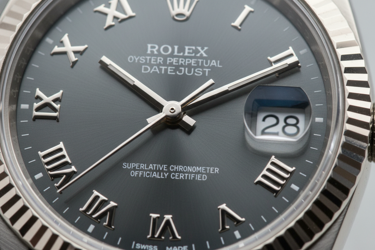 DateJust Grey Roman Close-up