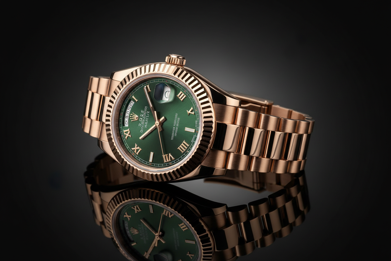 Day-Date Rose Gold Green Dramatic